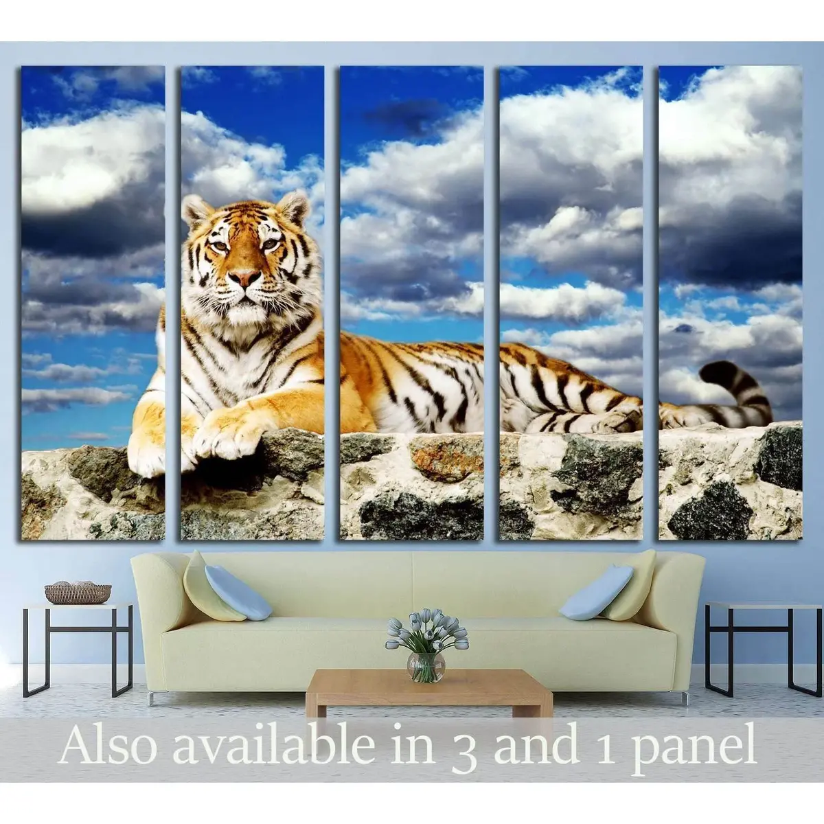 Stormy Sky Tiger Canvas Art Print №2331 – Ready to Hang
