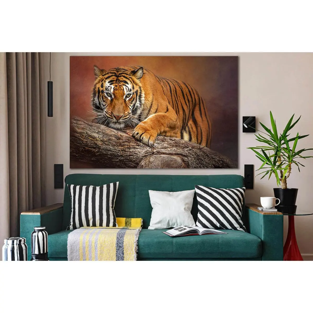 Tiger On A Log №Sl1013 Ready To Hang Canvas Print 1