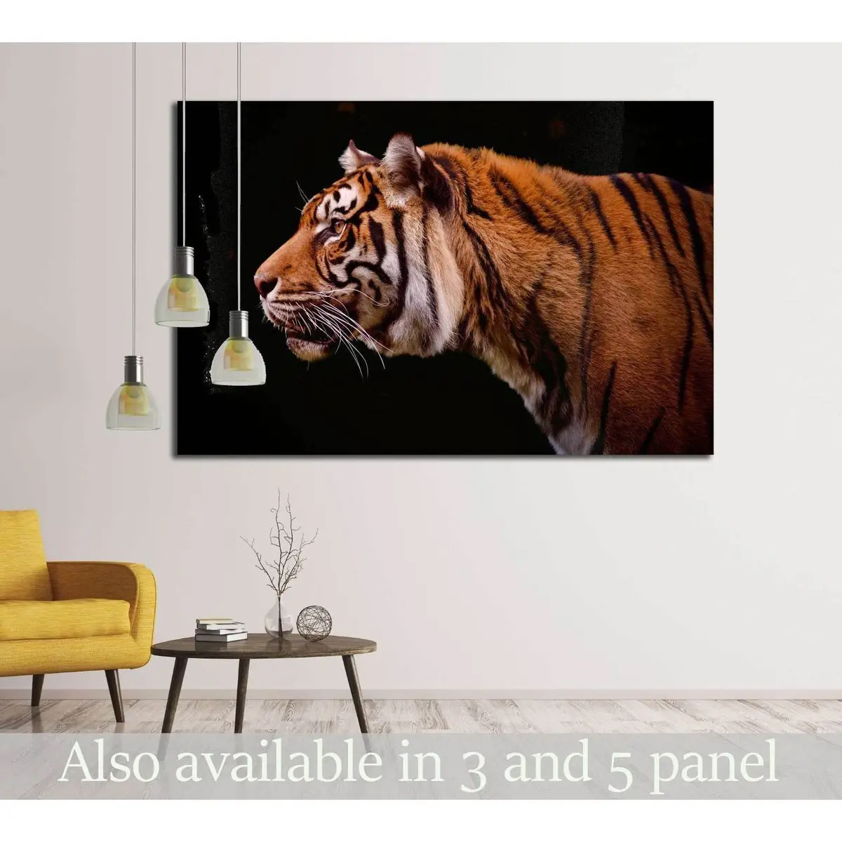Tiger Profile Isolated On A Black Background №2341 Ready To Hang Canvas Print 1