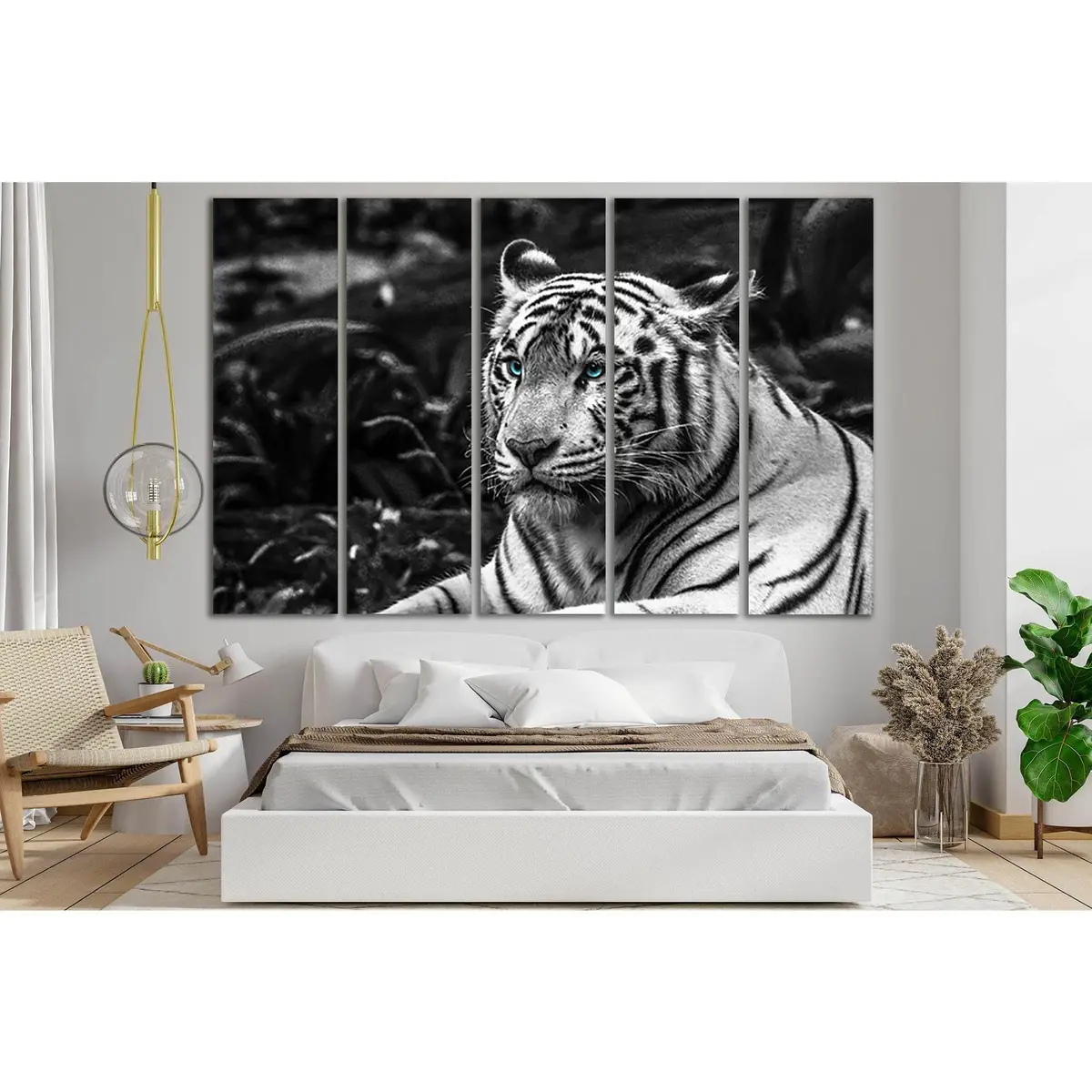 Blue-Eyed Tiger Black-and-White Canvas Art – SL845, Ready-to-Hang Premium Wall Decor - Image 3