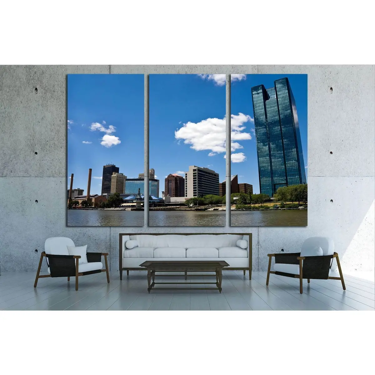 Toledo, Oh Skyline From A Boat On The Maumee River №1736 Ready To Hang Canvas Print 3
