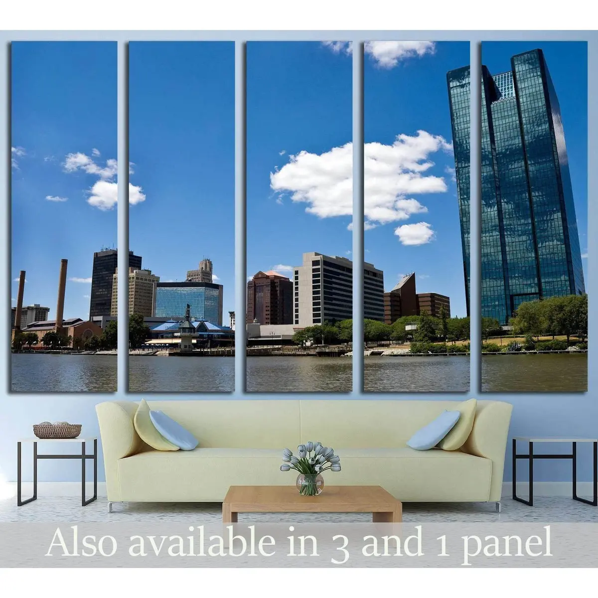 Toledo, Oh Skyline From A Boat On The Maumee River №1736 Ready To Hang Canvas Print 1