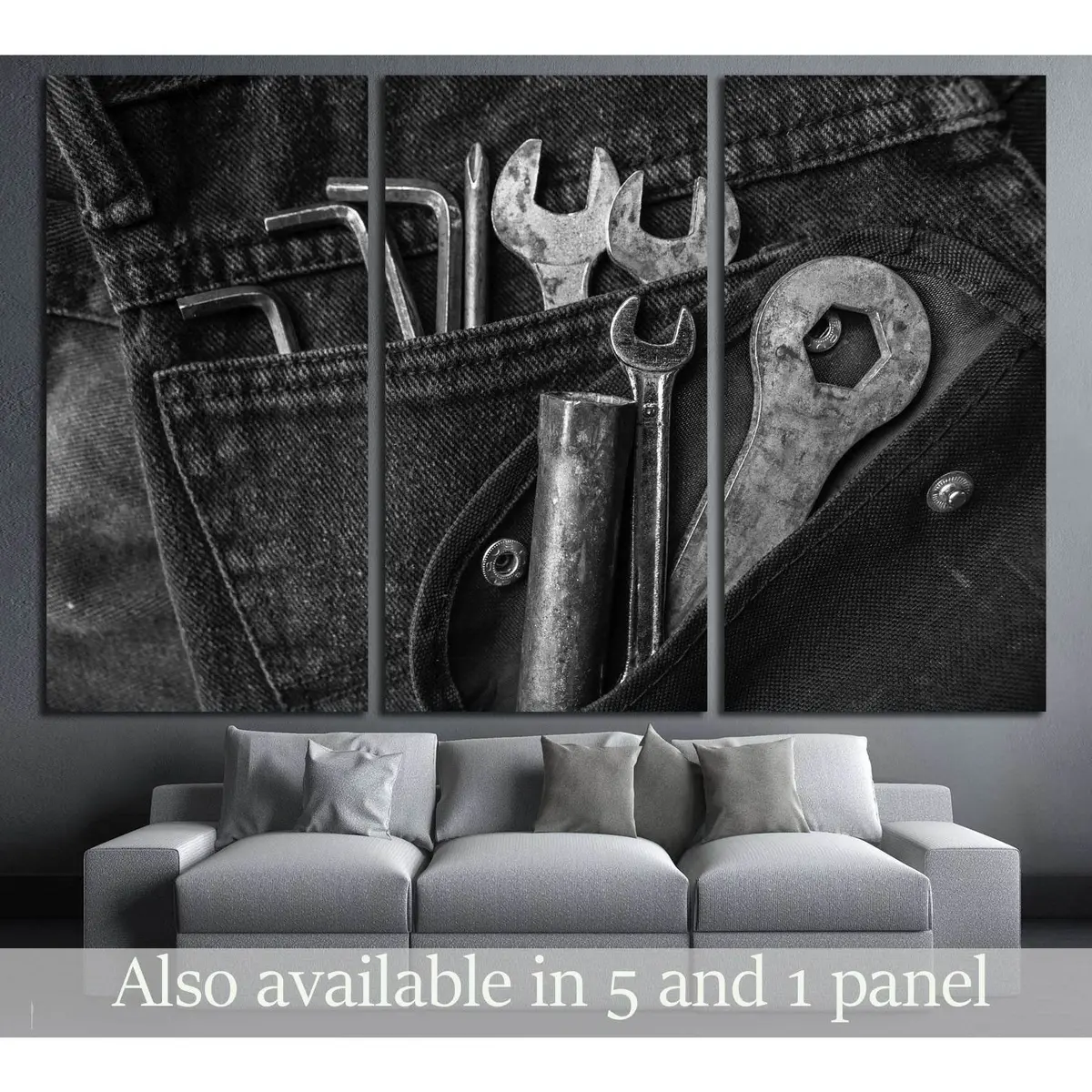 Tools On A Workers Pocket, Black And White Photo №3245 Ready To Hang Canvas Print 5