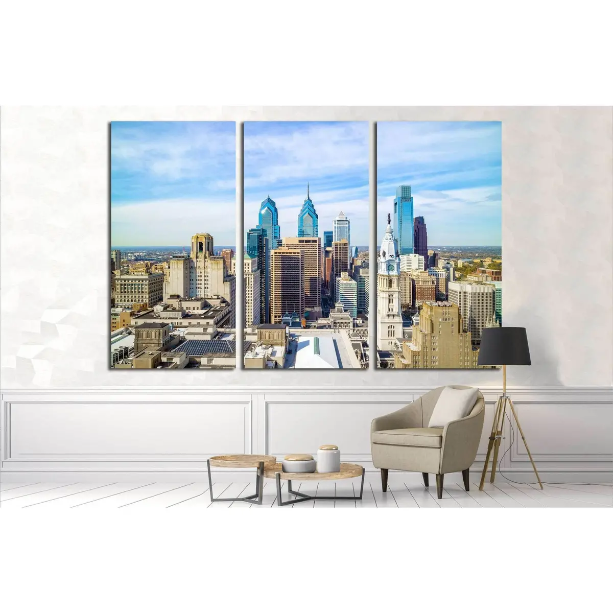 Top View Of Downtown Skyline Philadelphia Usa №2058 Ready To Hang Canvas Print 5