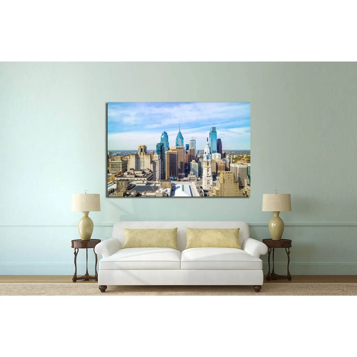 Top View Of Downtown Skyline Philadelphia Usa №2058 Ready To Hang Canvas Print 3