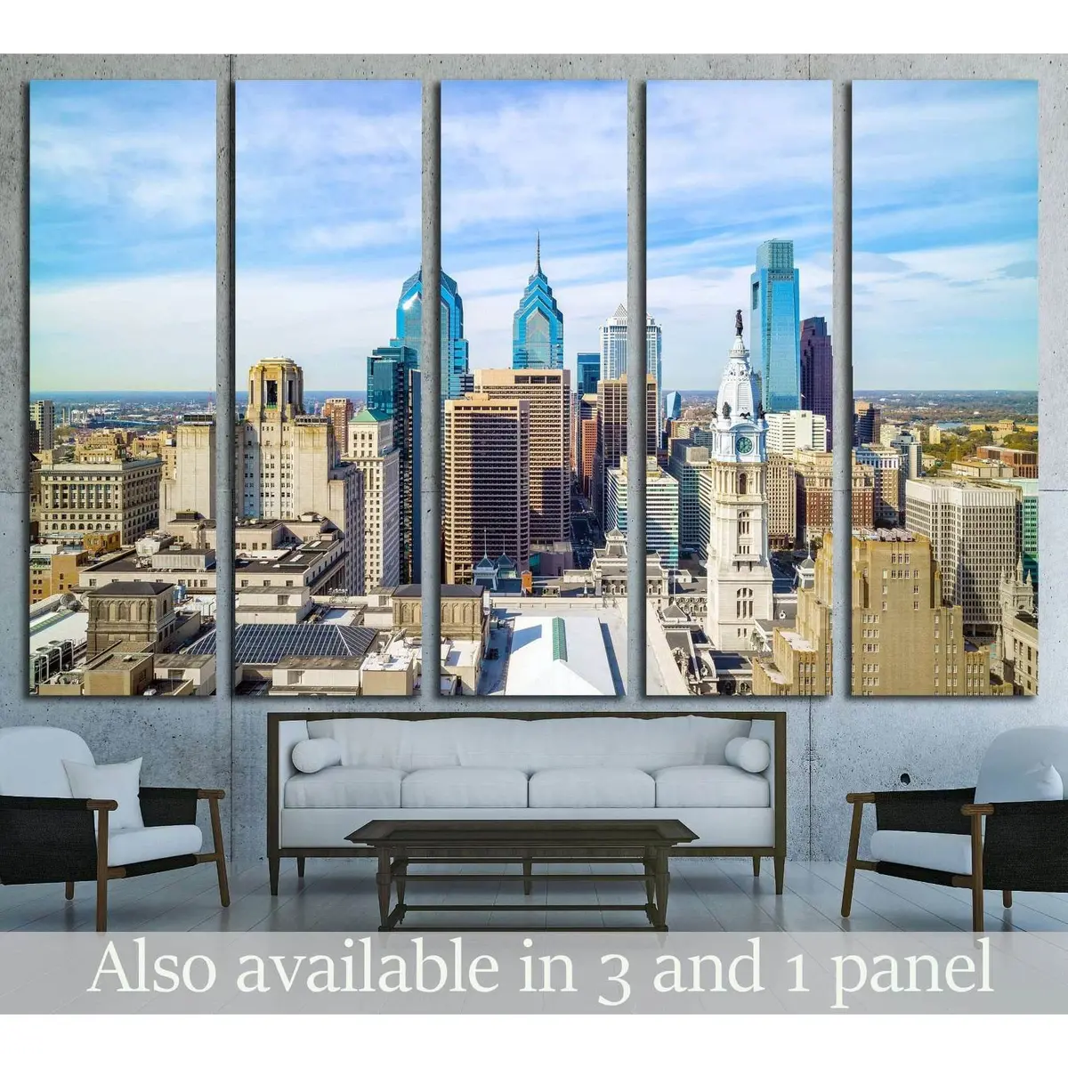 Aerial Perspective of Philadelphia's Urban Skyline – Ready-to-Hang Canvas Wall Art №2058