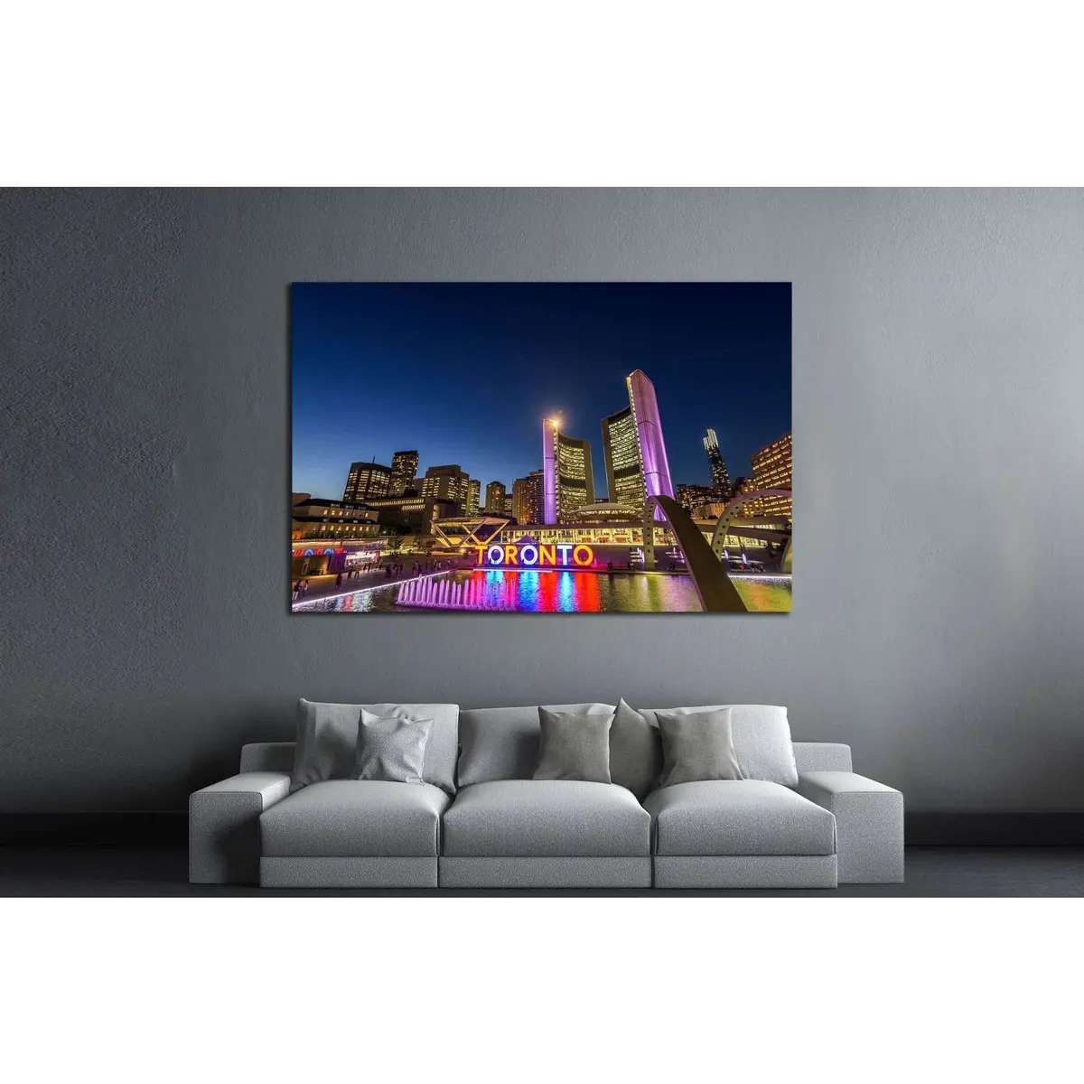 Toronto City Hall And Nathan Phillips Square At Night №1955 Ready To Hang Canvas Print 3