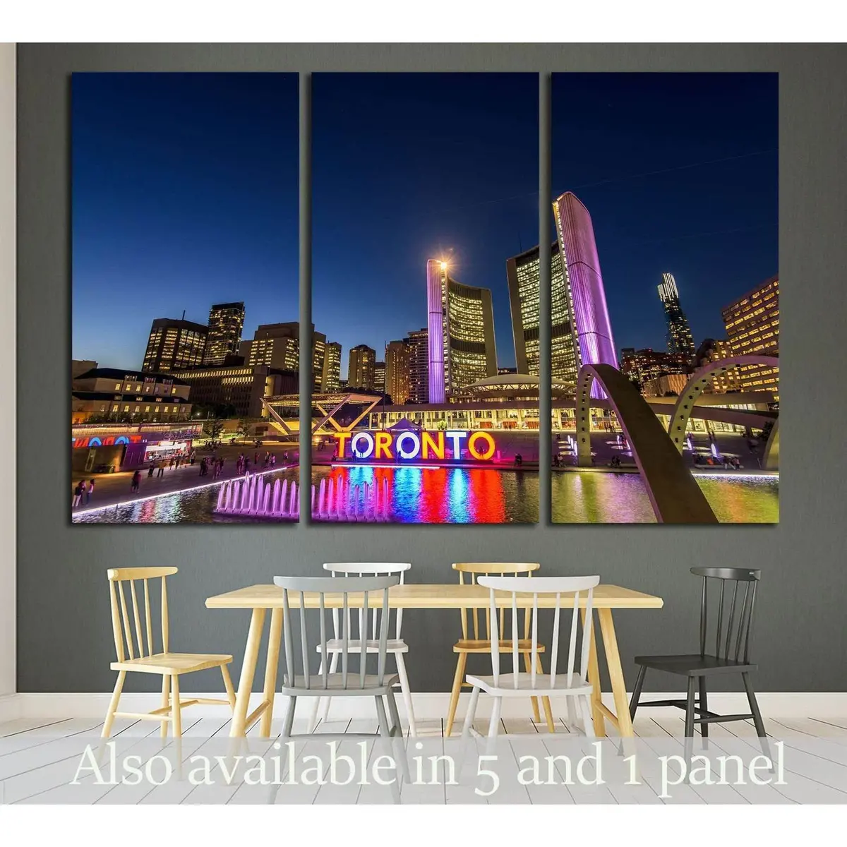 Toronto City Hall And Nathan Phillips Square At Night №1955 Ready To Hang Canvas Print 5