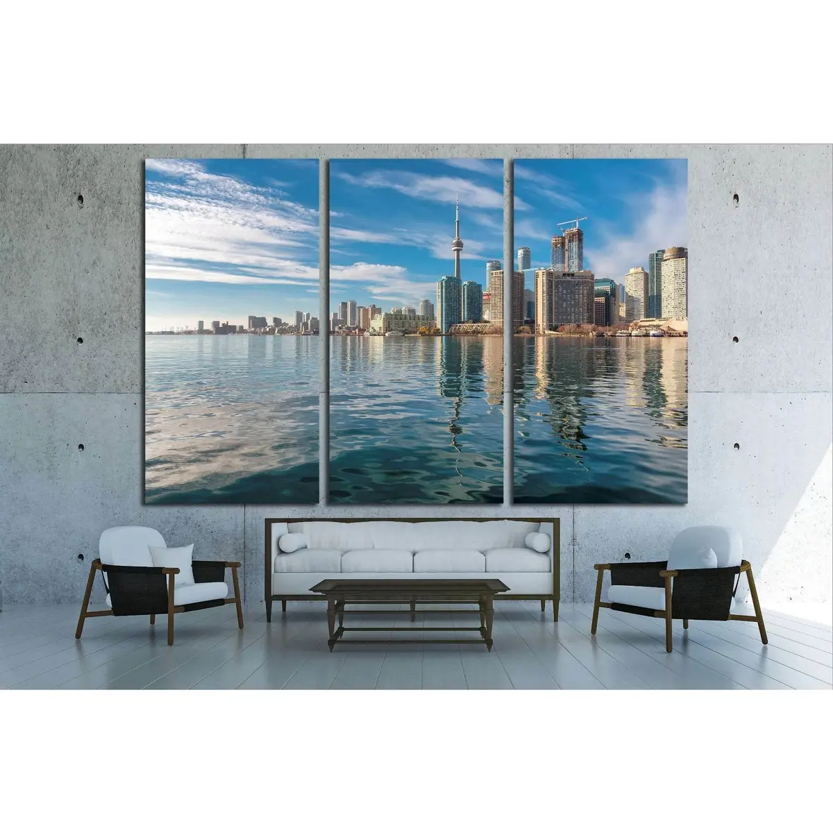 Toronto City Skyline And Reflection In The Lake At Sunset, Ontario, Canada №2012 Ready To Hang Canvas Print 5
