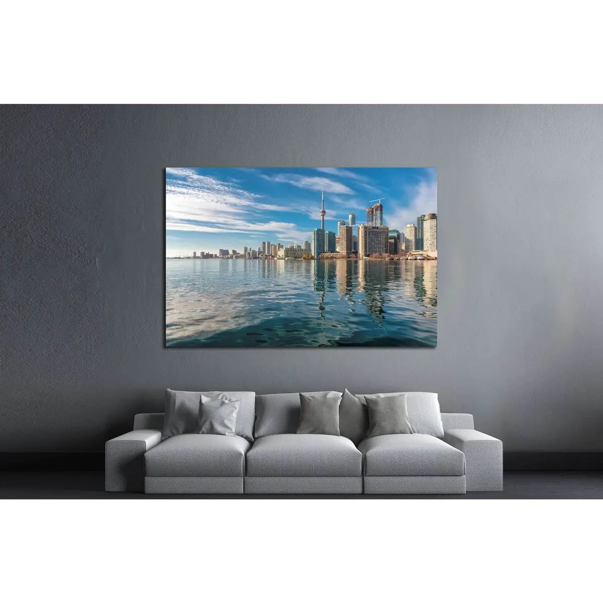 Toronto City Skyline And Reflection In The Lake At Sunset, Ontario, Canada №2012 Ready To Hang Canvas Print 3