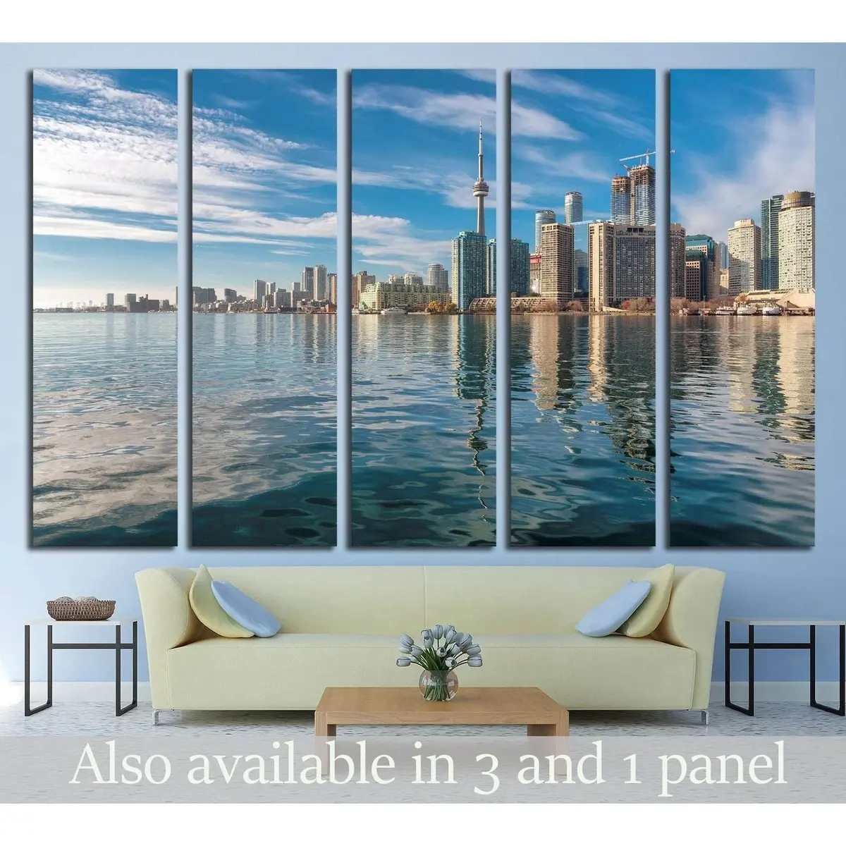 Stunning Toronto Cityscape Canvas Print Featuring Sunset Skyline and Water Reflection