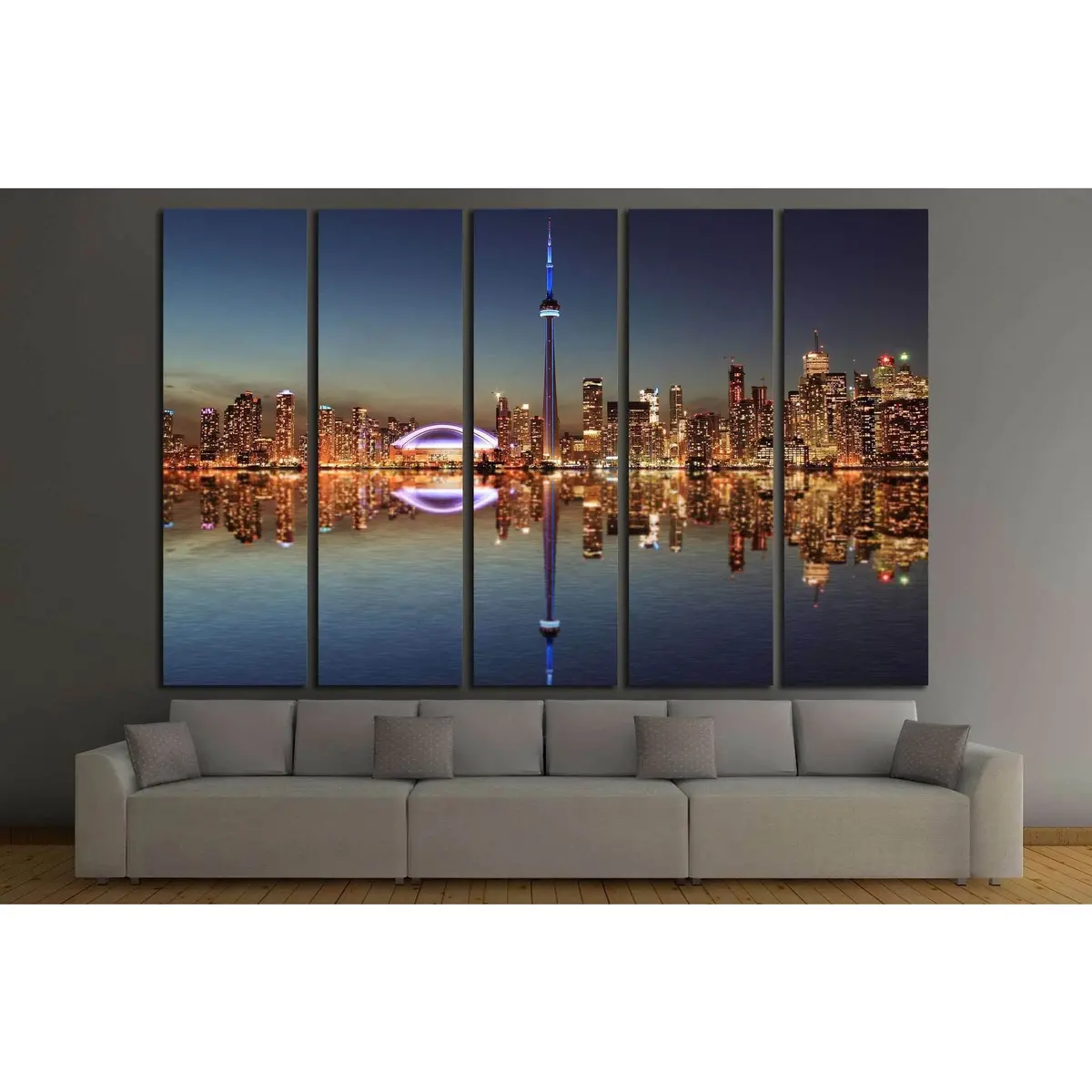 Toronto Night Skyline Canvas Art Print Featuring Lake Ontario Reflection – Ready to Hang #2040 - Image 3