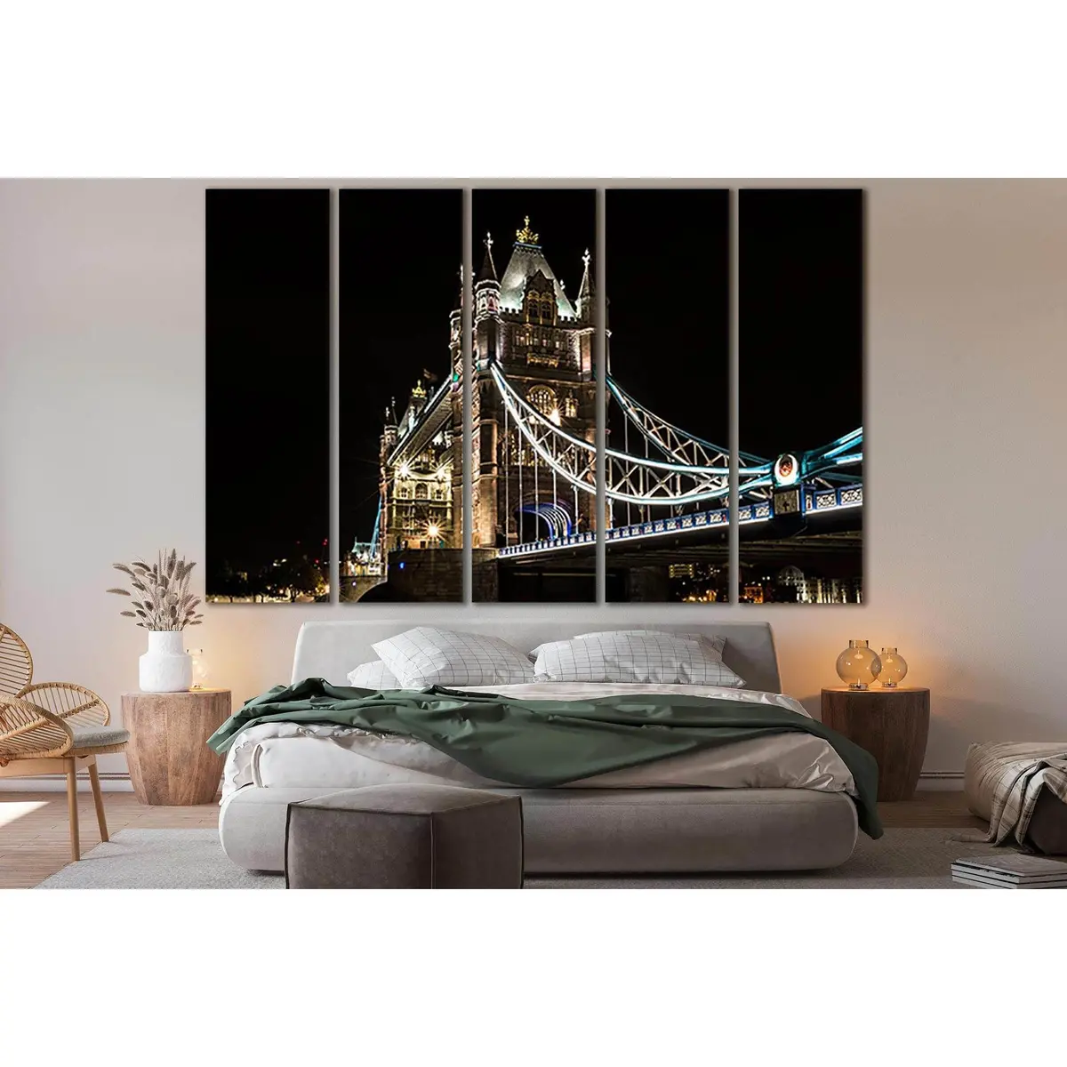 Tower Bridge Night Scene №SL1092 – Premium Ready-to-Hang Canvas Art - Image 3