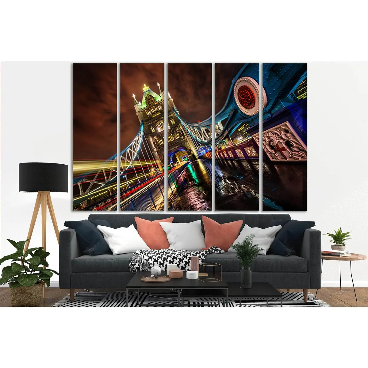 Tower Bridge Night Lights Canvas Wall Art – Ready-to-Hang Print SL1126 - Image 3