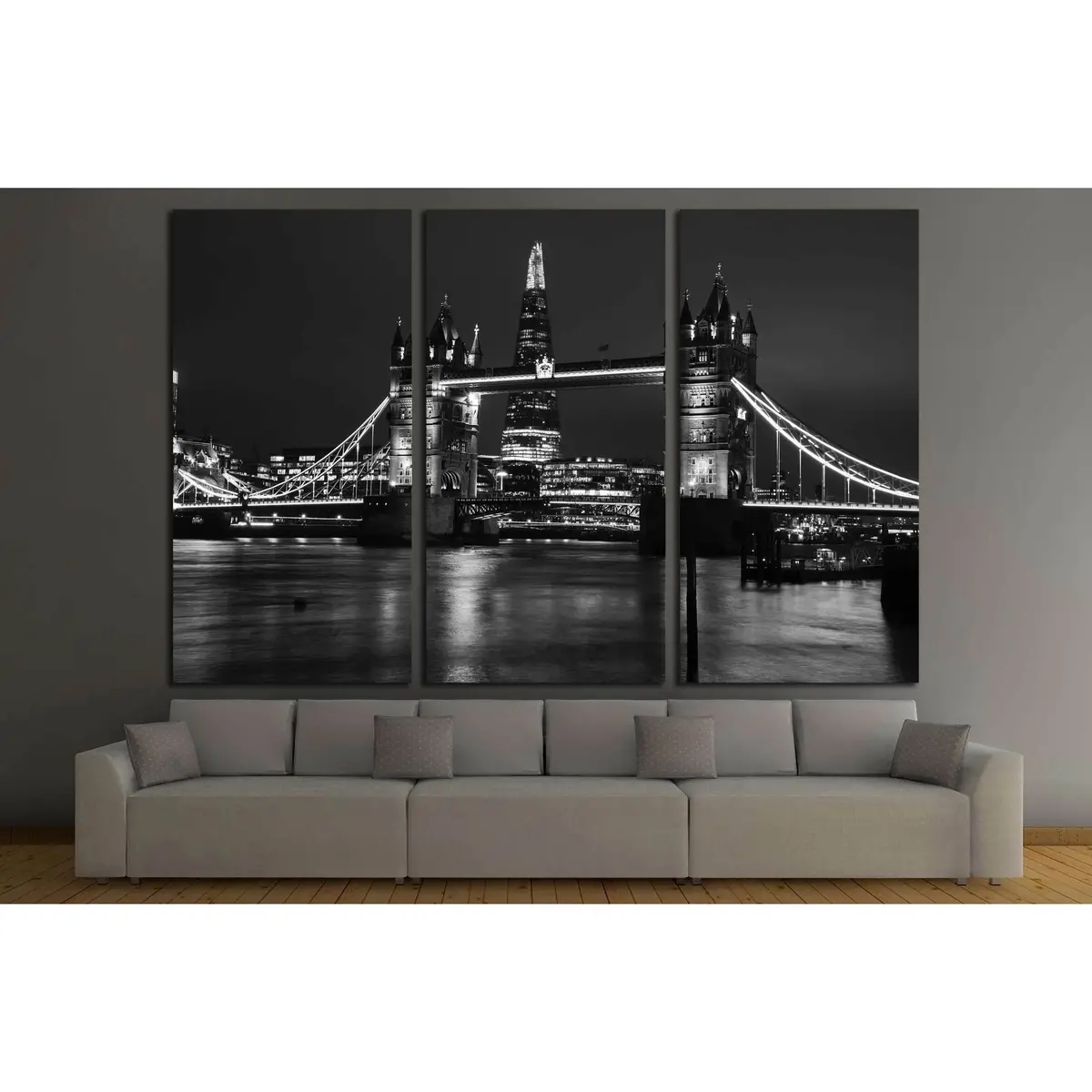 Tower Bridge London Black And White №3039 Ready To Hang Canvas Print 5