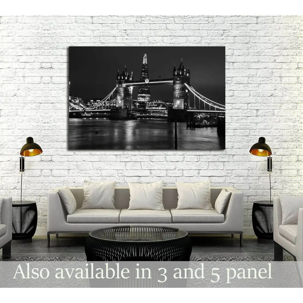 Tower Bridge London Black And White №3039 Ready To Hang Canvas Print 1