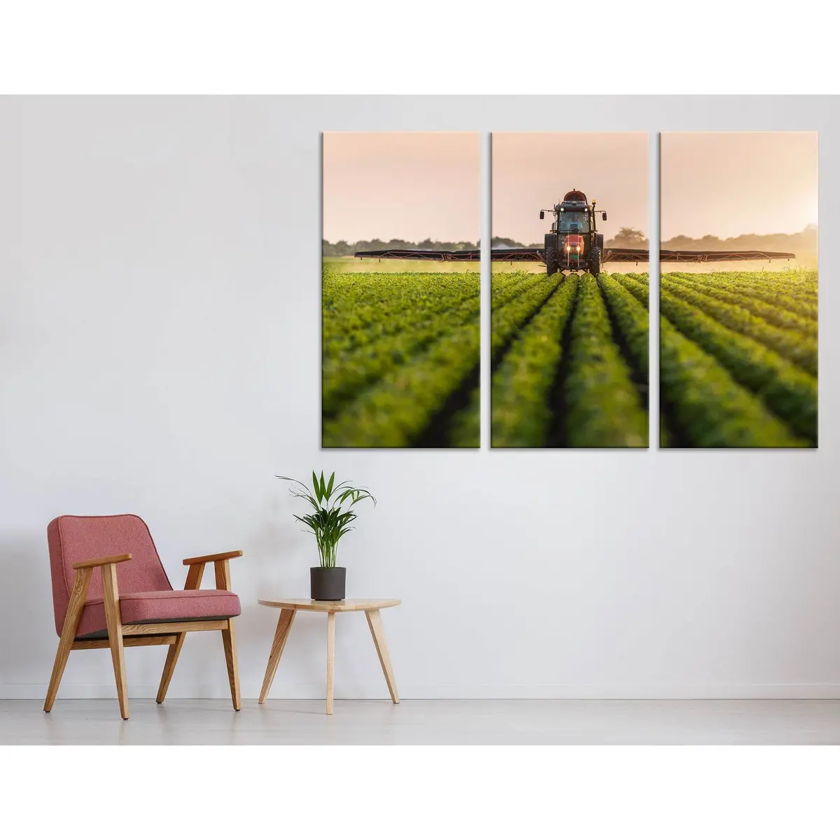 Tractor On The Green Plantation Of Soy №04243 Ready To Hang Canvas Print 5