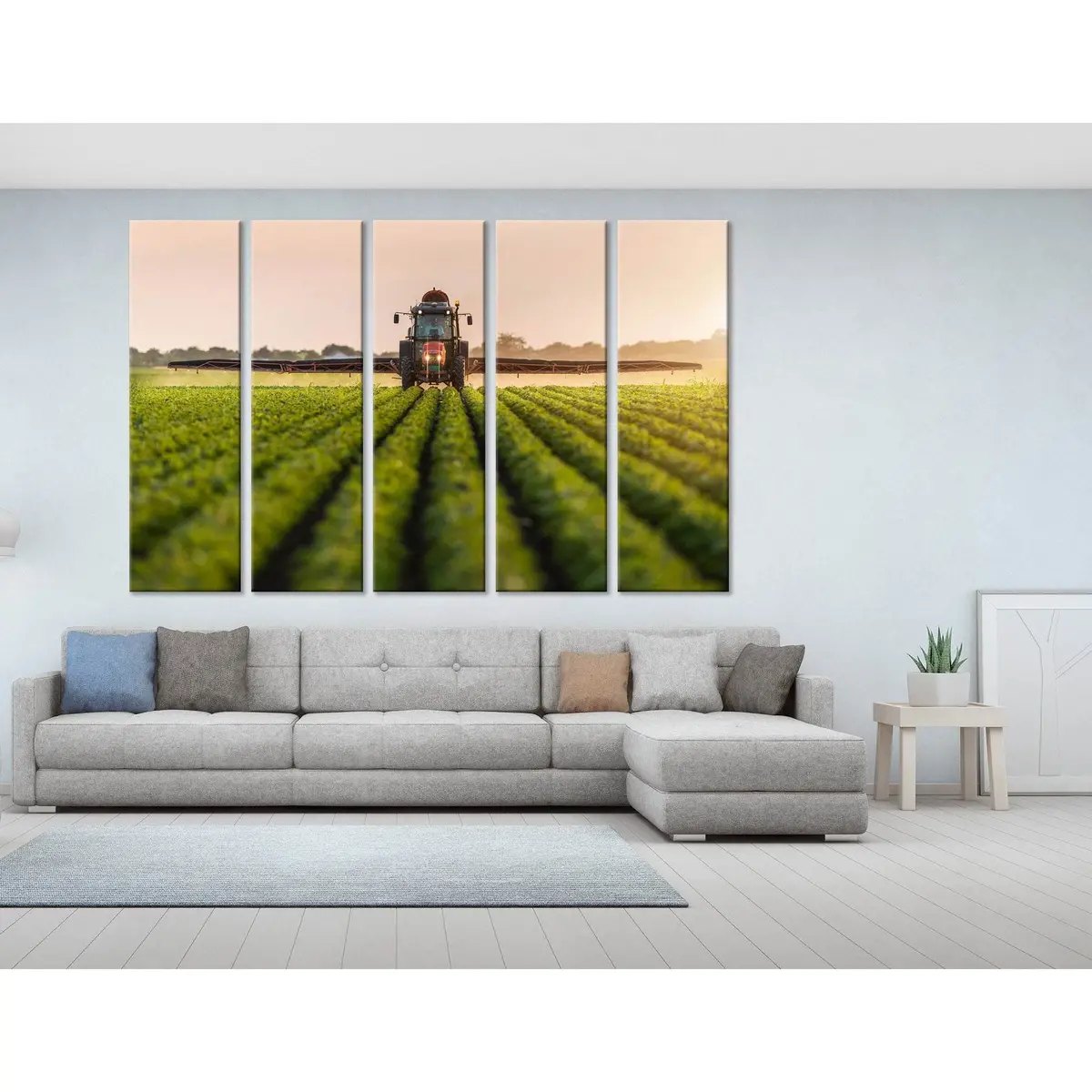 Rustic Tractor in Lush Soy Field Canvas Wall Art Print