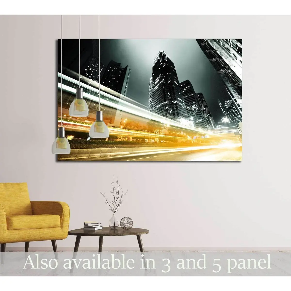 Traffic In Hong Kong At Night №2142 Ready To Hang Canvas Print 1