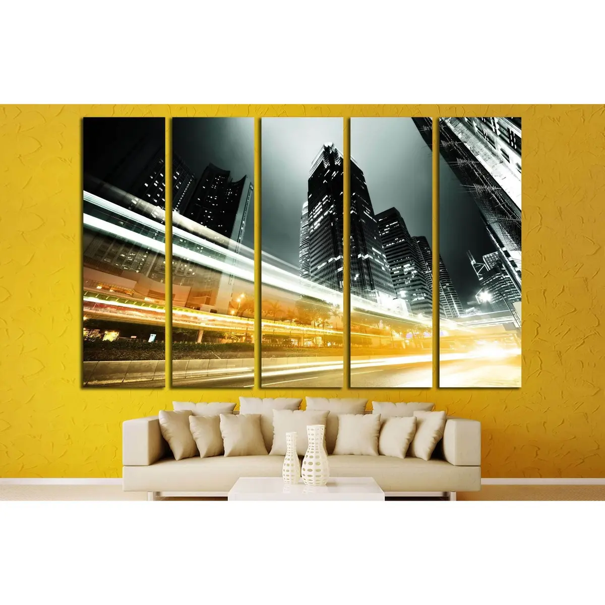 Hong Kong Night Traffic Canvas Art #2142 – Premium Ready-to-Hang Wall Decor - Image 3