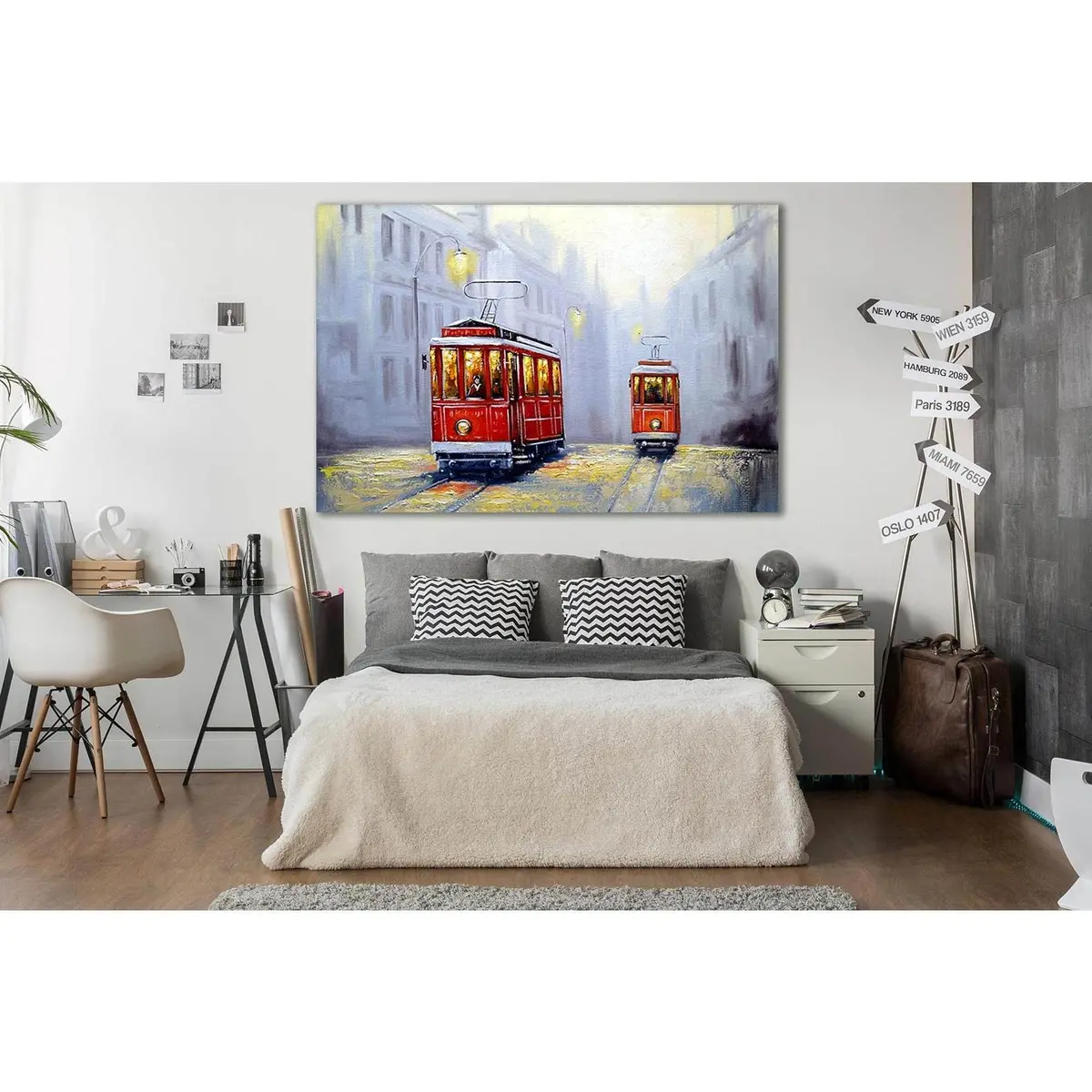 Tram In Old Town Oil Painting №Sl584 Ready To Hang Canvas Print 1