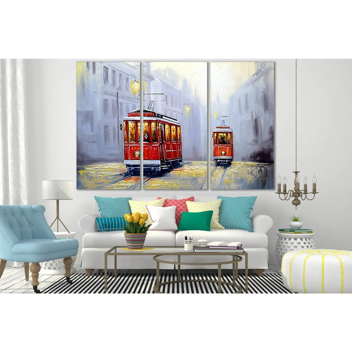 Tram In Old Town Oil Painting №Sl584 Ready To Hang Canvas Print 5