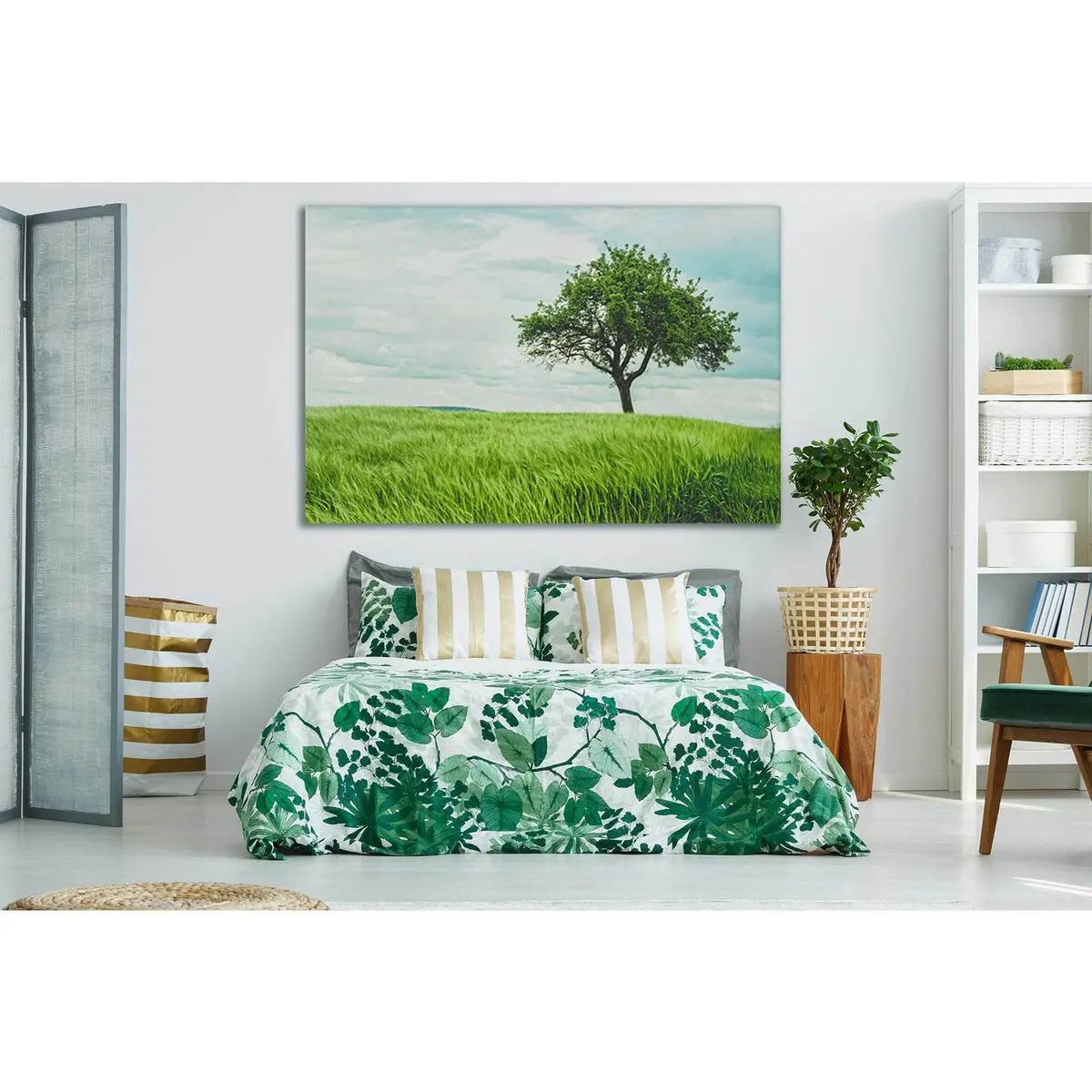 Tree In Green Wheat Field №Sl519 Ready To Hang Canvas Print 1