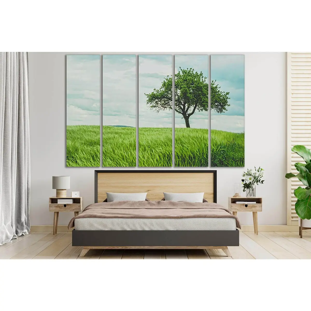 Green Wheat Field Tree Canvas Art №SL519 – Premium Ready-to-Hang Wall Decor - Image 3
