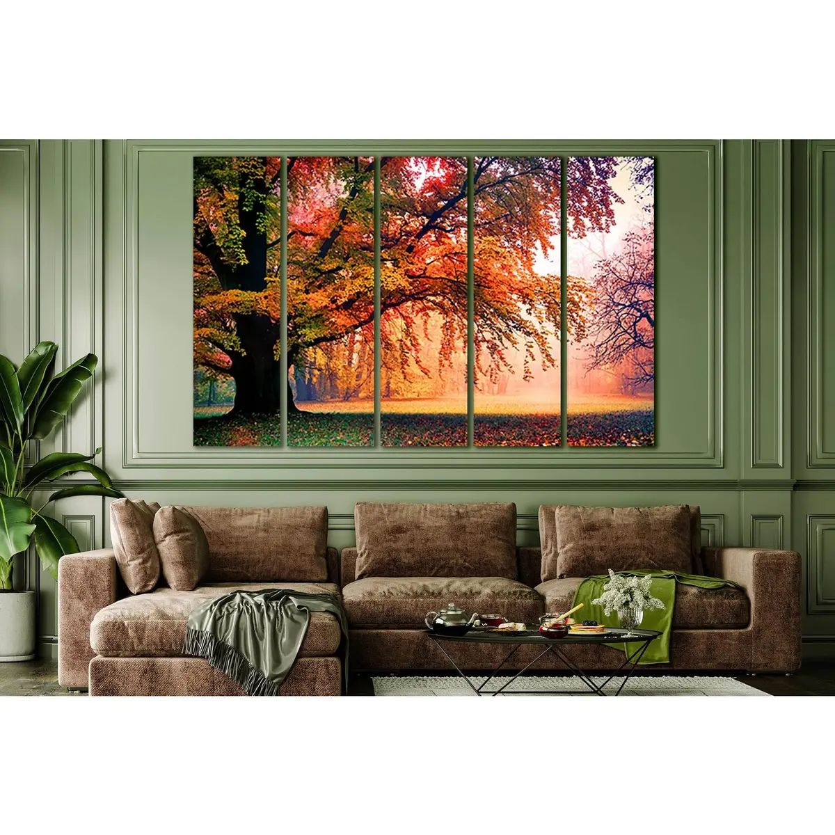 Misty Autumn Park Tree Canvas Art №SL808 – Premium Ready-to-Hang Wall Decor - Image 3