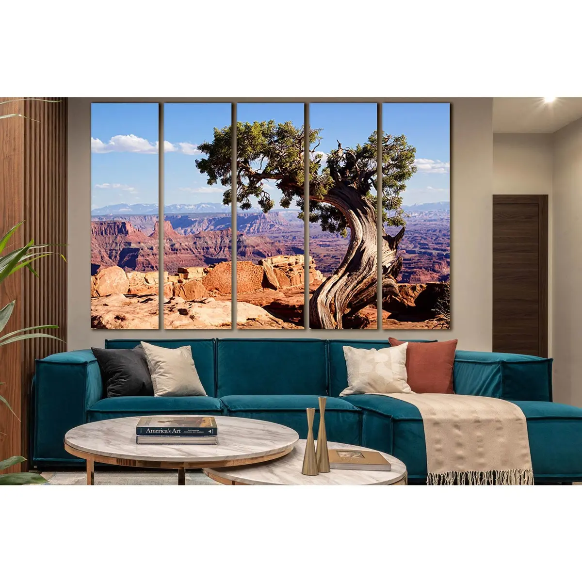 Majestic Tree on Cliff Canvas Wall Art – Pre-Installed Hanging Hardware, SL1082 - Image 3