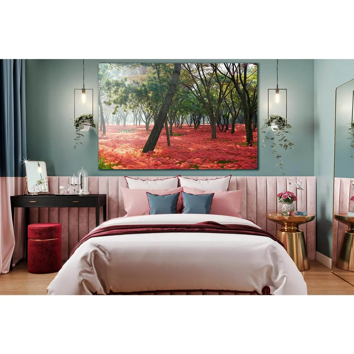 Trees Among Flowers In Park №Sl724 Ready To Hang Canvas Print 1