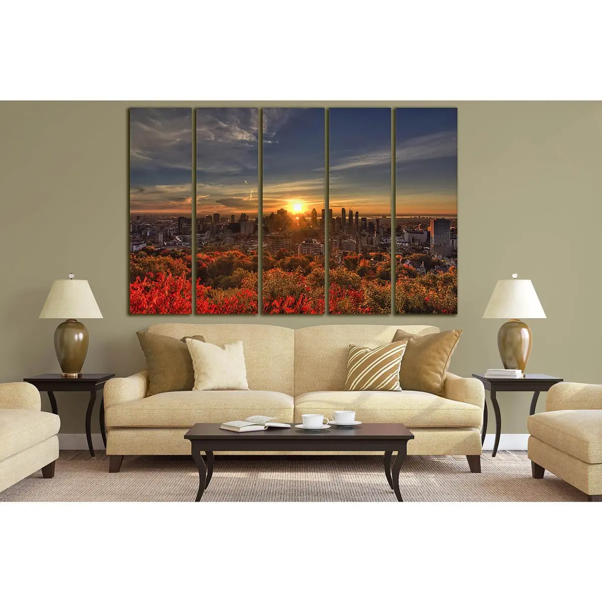Premium City Sunset with Silhouetted Trees Canvas Wall Art – SL280, Ready-to-Hang - Image 3