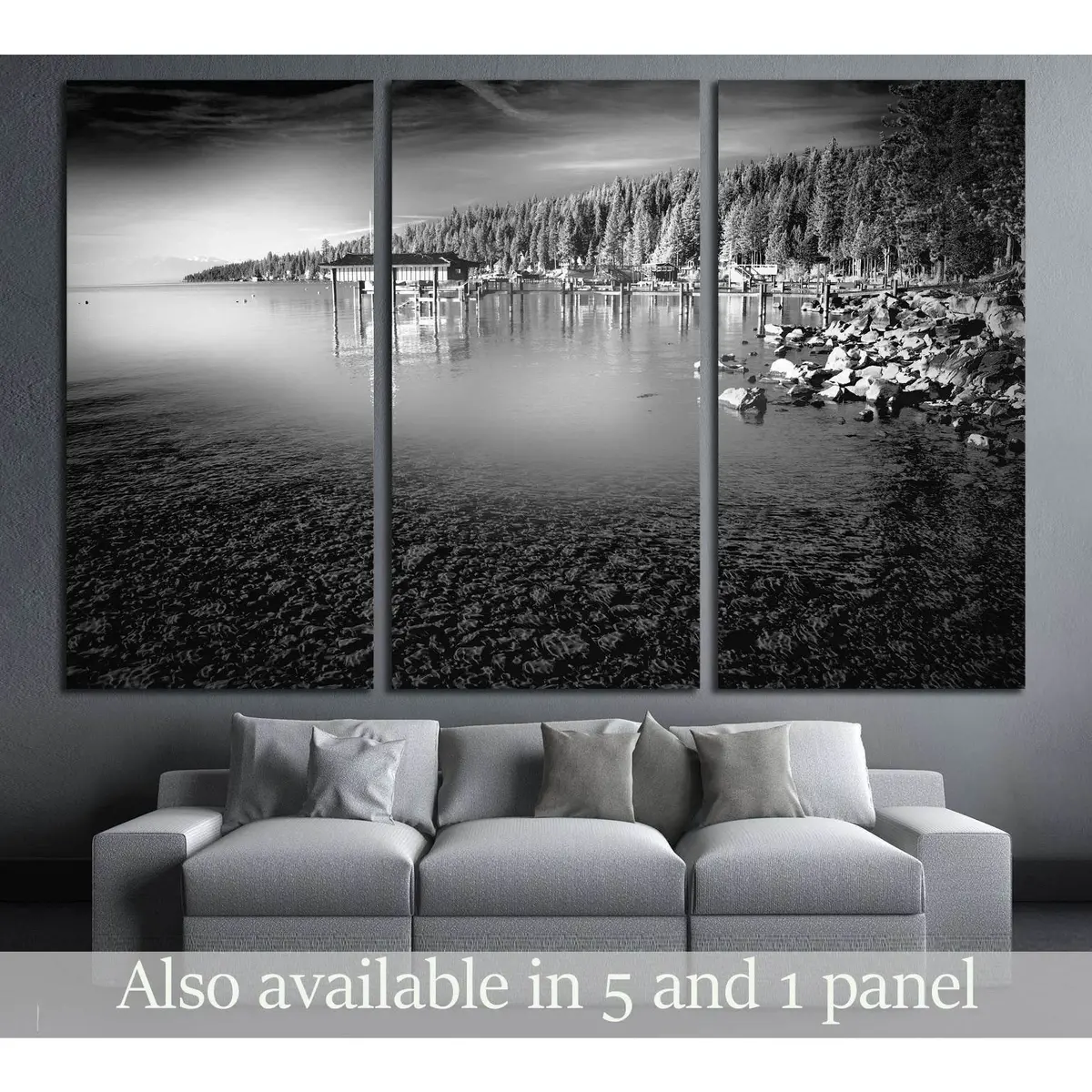 Trees In A Forest At The Lakeside, Carnelian Bay, Lake Tahoe, California, Usa №2860 Ready To Hang Canvas Print 5