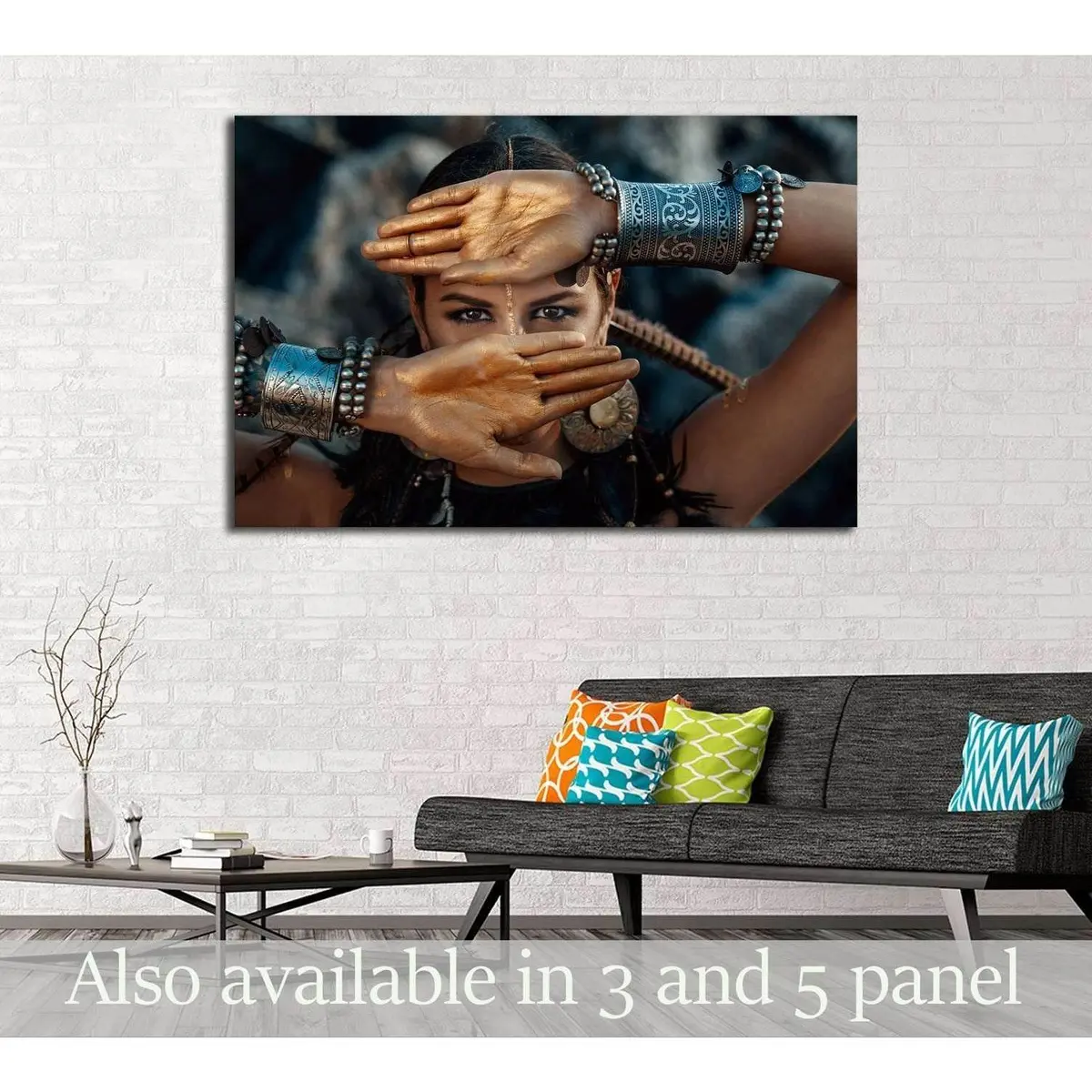 Tribal Woman Portrait Outdoors №2779 Ready To Hang Canvas Print 1