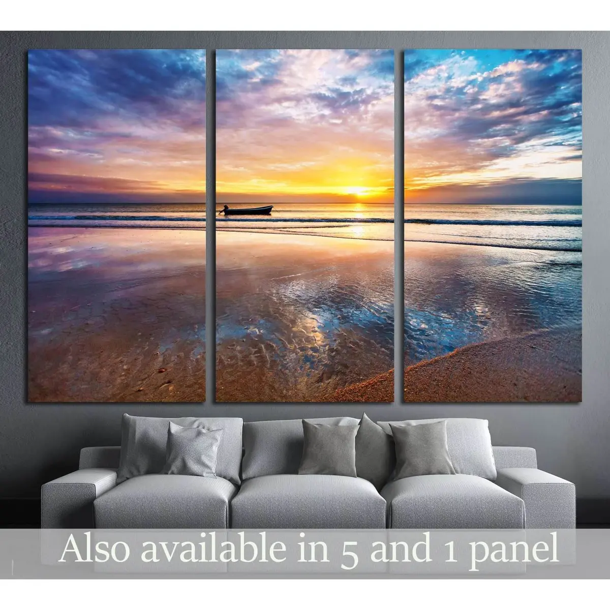 Tropical Beach At Beautiful Sunset. Nature Background №2677 Ready To Hang Canvas Print 5