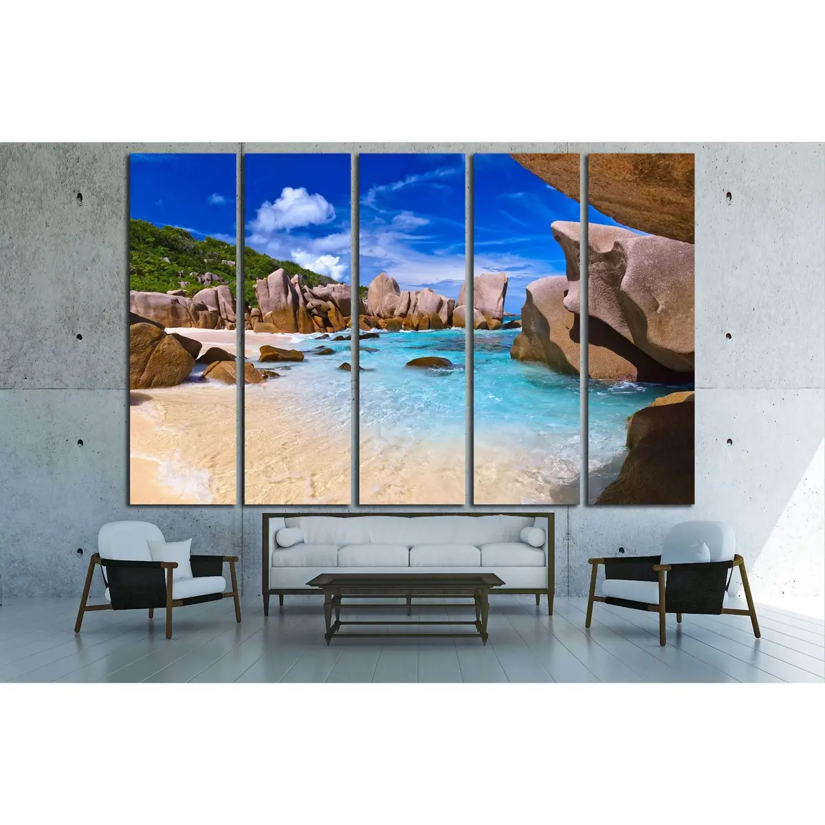 Seychelles Tropical Beach Nature Canvas Art Print №2871 - Image 3