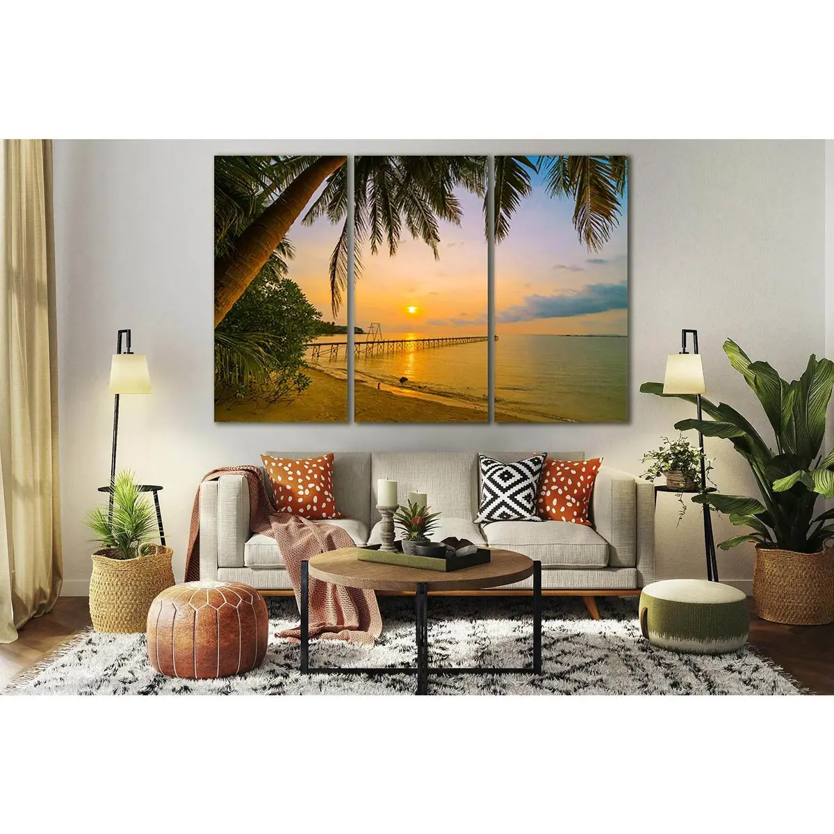 Tropical Beach At Sunset №Sl236 Ready To Hang Canvas Print 5