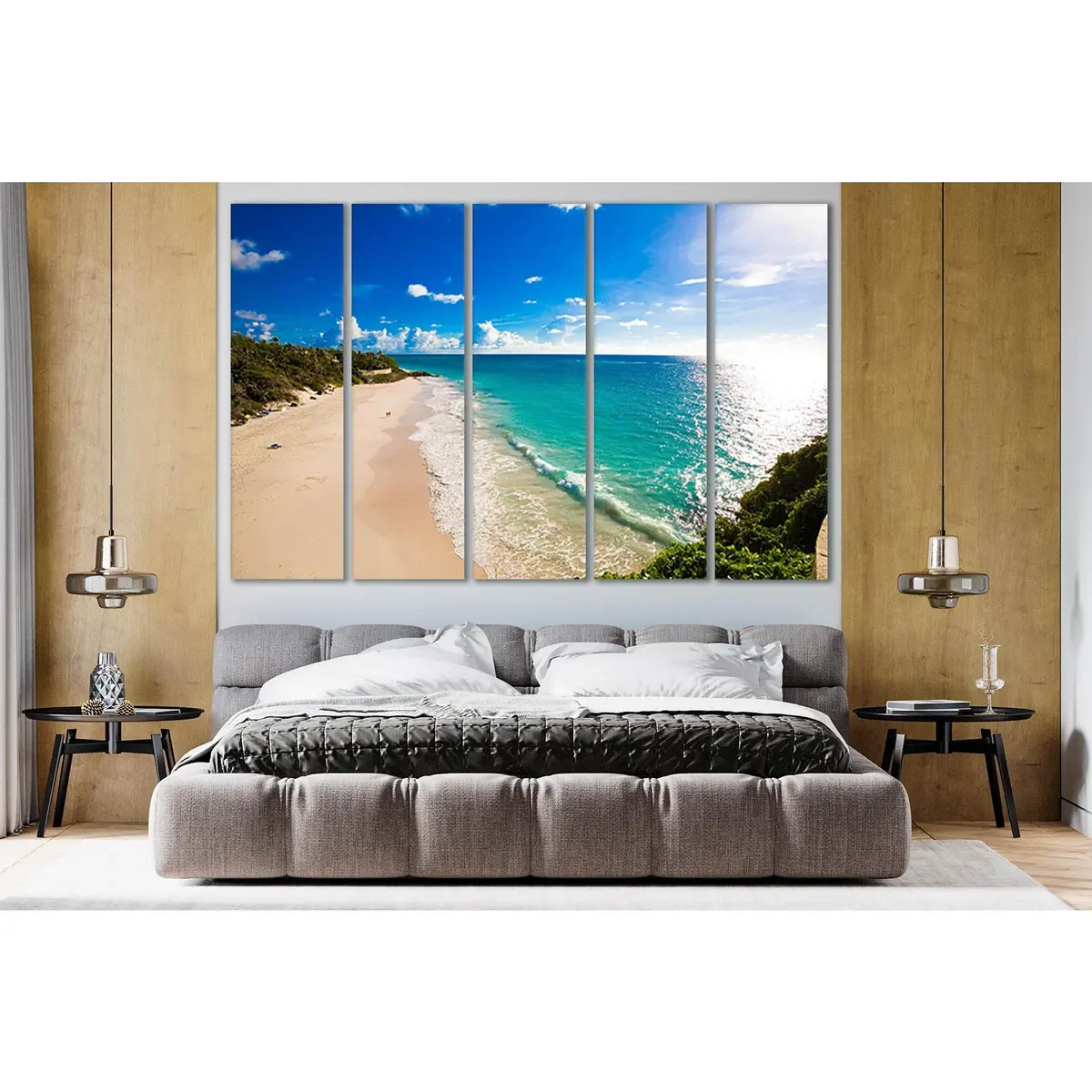 Tropical Beach Canvas Wall Art – Sunny Day Scene, Ready-to-Hang Print SL119 - Image 3