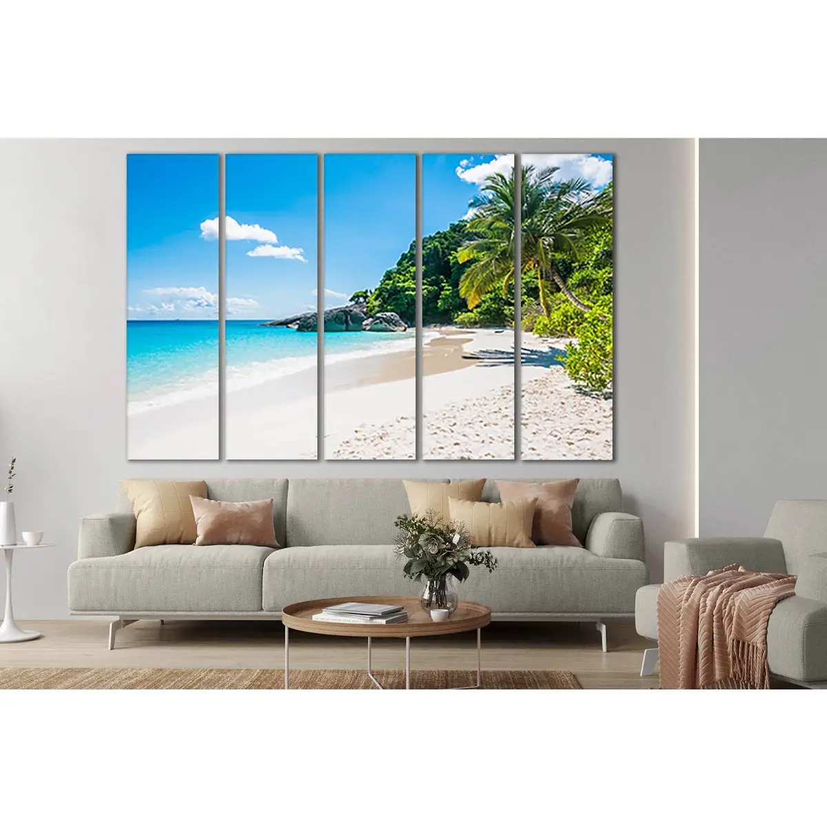 Tropical Beach Canvas Art – Crystal-Clear Water Scene, Ready-to-Hang Wall Decor (SL155) - Image 3