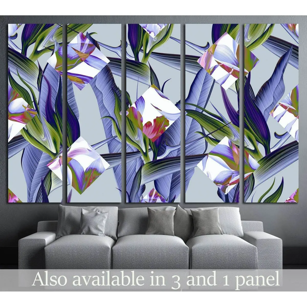 Tropical Colorful Palm Leaves In Hawaiian Style №1352 Ready To Hang Canvas Print 1
