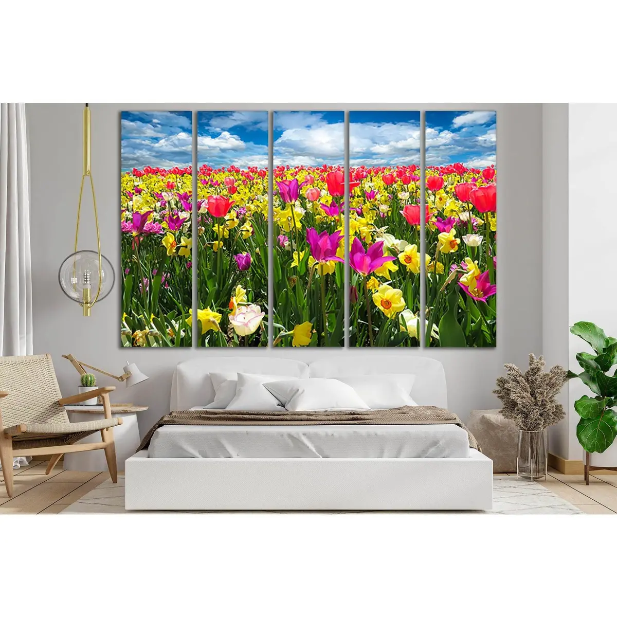 Tulip and Daffodil Field Canvas Wall Art – Ready-to-Hang Print SL687 - Image 3