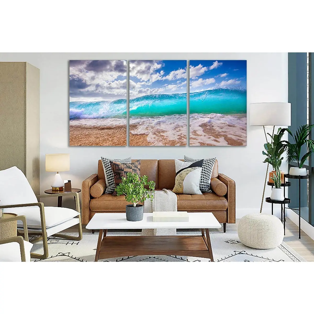 Turquoise Transparent Wave №Sl115 Ready To Hang Canvas Print 5