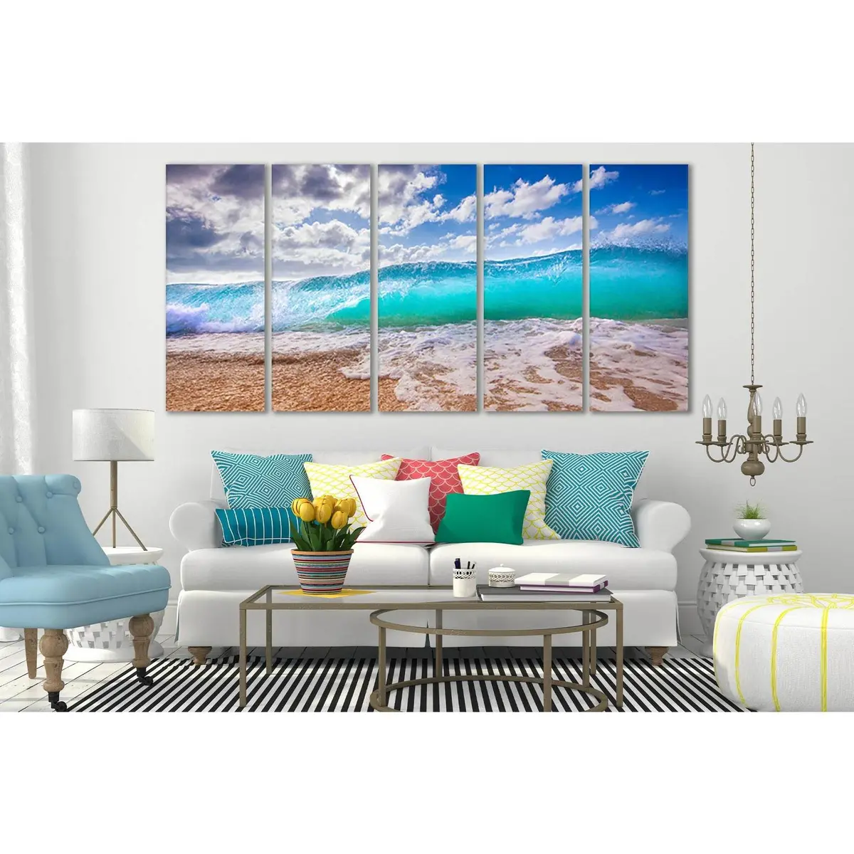 Turquoise Wave Canvas Art Print ℕSl115 – Pre-Hung Wall Decor - Image 3