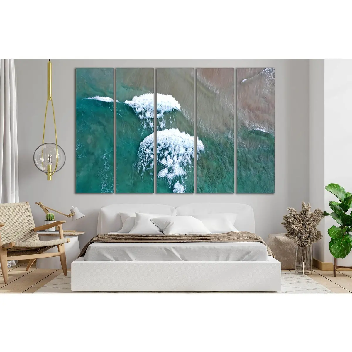 Abstract Turquoise Waves Canvas Art №SL106 – Premium Ready-to-Hang Wall Decor - Image 3