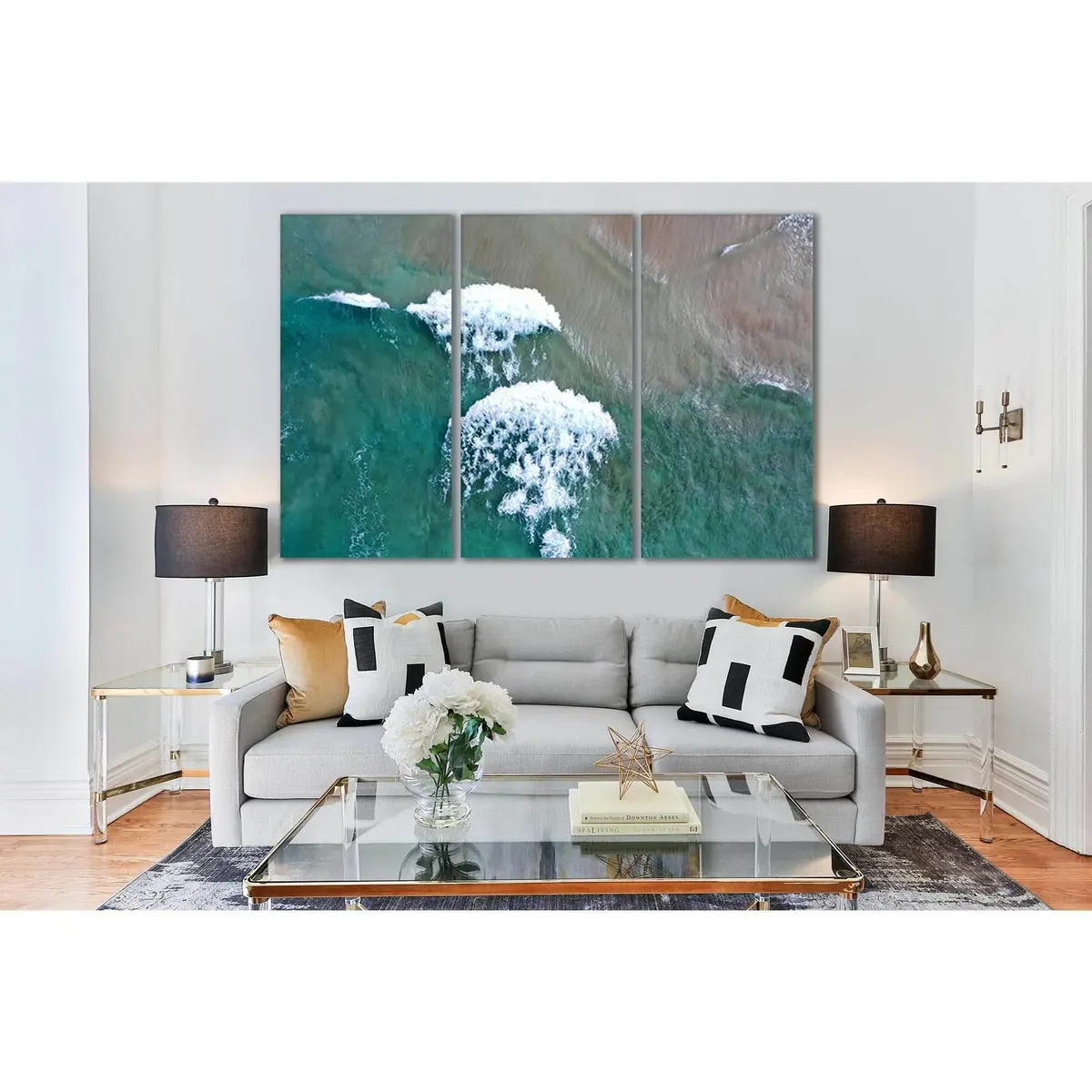 Turquoise Waves Top View №Sl106 Ready To Hang Canvas Print 5