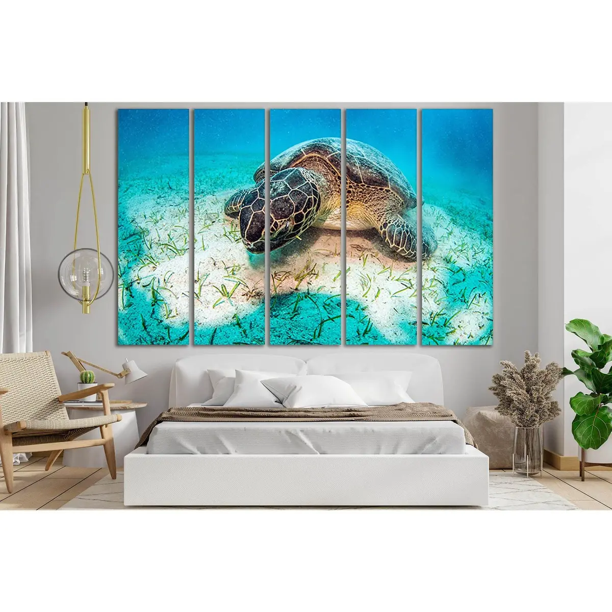 Underwater Turtle Close-Up Art Print №SL1055 – Ready-to-Hang Canvas