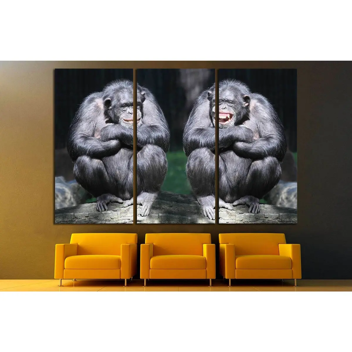 Two Chimpanzees Have A Fun №1114 Ready To Hang Canvas Print 5
