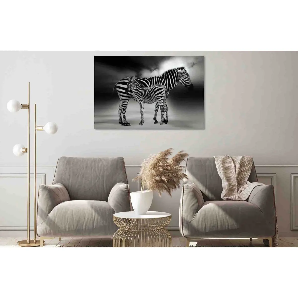 Two Cute Zebras №D2812 Ready To Hang Canvas Print 1