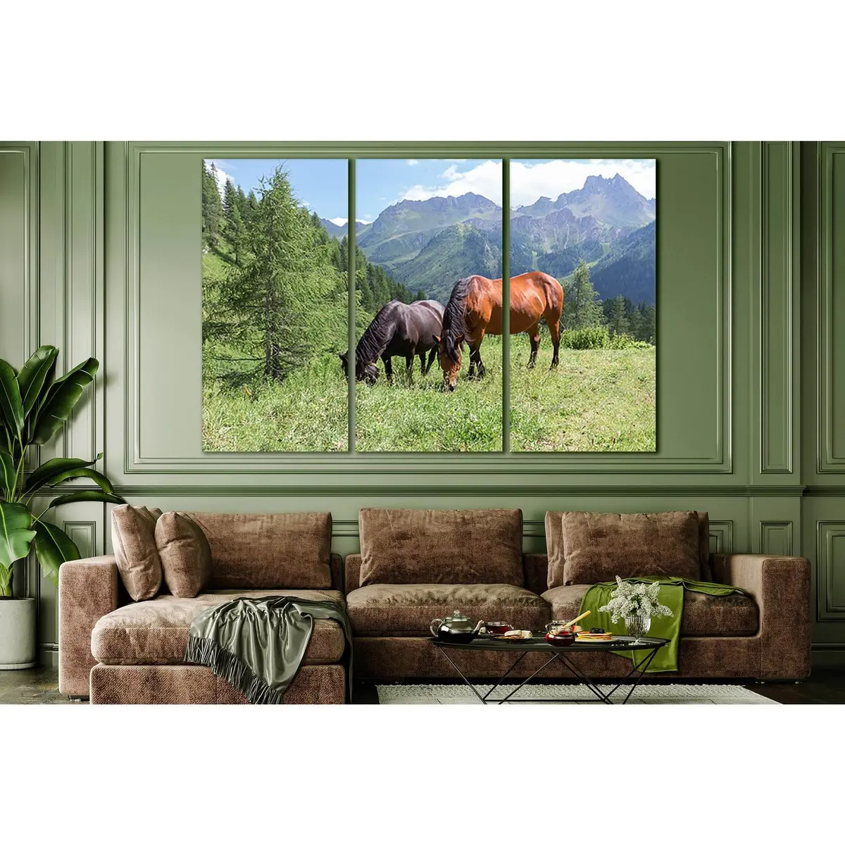 Two Horses Grazing In The Mountains №Sl1025 Ready To Hang Canvas Print 5