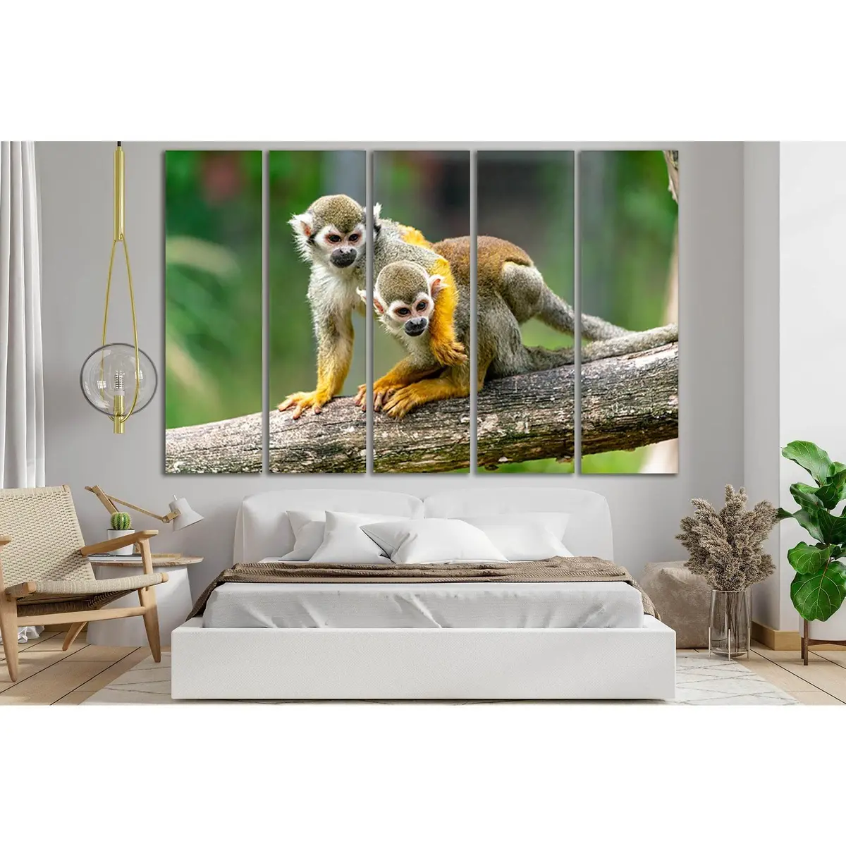 Playful Monkey Pair Canvas Wall Art – SL1008, Ready-to-Hang Decor